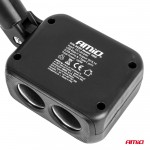 Ανταπτορας Αναπτηρα 12/24V 100W ΜΑΥΡΟΣ/2 ΘΕΣΕΙΣ/1xUSB-A+1xUSB-C/ΠΕΡΙΣΤΡΟΦΗ 180 Μοιρων Αμιο - 1 ΤΕΜ.