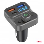 Amio - Fm Transmitter Αναπτήρα Τύπου FMT02 Τάση Λειτουργίας 12-24V Με 2xUSB Type-A Και 1xUSB Type-C Για Επιβατικά Αυτοκίνητα Και Φορτηγά - 1 τεμ. (04649/AM)