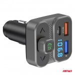 Amio - Fm Transmitter Αναπτήρα Τύπου FMT02 Τάση Λειτουργίας 12-24V Με 2xUSB Type-A Και 1xUSB Type-C Για Επιβατικά Αυτοκίνητα Και Φορτηγά - 1 τεμ. (04649/AM)