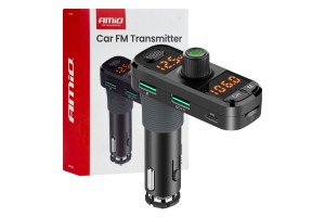 Amio - Fm Transmitter Αναπτήρα Τύπου FMT06 Τάση Λειτουργίας 12-24V Με 2xUSB Type-A, 1xUSB Type-C Και Υποδοχή Microsd Για Επιβατικά Αυτοκίνητα Και Φορτηγά - 1 τεμ. (04653/AM)