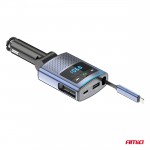 Amio - Fm Transmitter Αυτοκινήτου 12/24V Με 1xUSB Type-A, 1xUSB Type-C Και Ενσωματωμένο Καλώδιο Φόρτισης Type-C - 1 τεμ. (04656/AM)