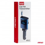 Amio - Fm Transmitter Αυτοκινήτου 12/24V Με 1xUSB Type-A, 1xUSB Type-C Και Ενσωματωμένο Καλώδιο Φόρτισης Type-C - 1 τεμ. (04656/AM)