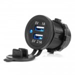 Πριζα Με 2 Θυρες Usb Και Καπακι Μαυρη 12/24V 3.1A Αδιαβροχη Με Μπλε Led Φως Ενδειξησamio - 1 ΤΕΜ.