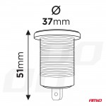 Πριζα Με 2 Θυρες Usb Και Καπακι Μαυρη 12/24V 3.1A Αδιαβροχη Με Μπλε Led Φως Ενδειξησamio - 1 ΤΕΜ.