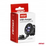 Πριζα Με 2 Θυρες Usb Και Καπακι Μαυρη 12/24V 3.1A Αδιαβροχη Με Μπλε Led Φως Ενδειξησamio - 1 ΤΕΜ.