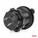 Πριζα Με 2 Θυρες Usb Και Καπακι Μαυρη 12/24V 4.2A Αδιαβροχη Με Μπλε Led Φως Ενδειξησamio - 1 ΤΕΜ.