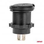 Πριζα Με 2 Θυρες Usb Και Καπακι Μαυρη 12/24V 4.2A Αδιαβροχη Με Μπλε Led Φως Ενδειξησamio - 1 ΤΕΜ.