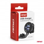 Πριζα Με 2 Θυρες Usb Και Καπακι Μαυρη 12/24V 4.2A Αδιαβροχη Με Μπλε Led Φως Ενδειξησamio - 1 ΤΕΜ.