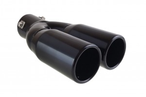 Ακρο Εξατμισης Διπλη Αποληξη ΜΑΥΡΟ130x215mm Φ35>50mm