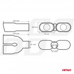 Ακρο (ΜΠΟΥΚΑ) Εξατμισης Διπλη Αποληξη MT-025 235x157mm Φ36-54mm Αμιο - 1 ΤΕΜ.