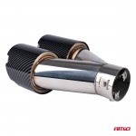 Ακρο (ΜΠΟΥΚΑ) Εξατμισης Διπλη Αποληξη MT-029C Right Akr ΧΡΩΜΙΟ/CARBON Φ32-52 245x(89χ2)mm Amio - 1 τεμ.