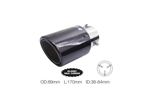 Ακρο (ΜΠΟΥΚΑ) Εξατμισης Real Carbon Φ38>64mm-ΜΗΚΟΣ 170mm - Διαμετρος Εξωτερικη 89mm-SIMONI Racing - 1 Tem