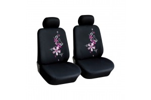 Καλυμματα Καθισματων Spring Flowers Μαυρα Με Ροζ ΛΟΥΛΟΥΔΙΑ2ΤΕΜ.