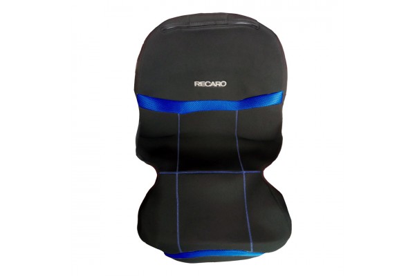 Ημικαλυμματα Καθισματων Bucket Recaro ΜΑΥΡΟ/ΜΠΛΕ Με Υποδοχη Προσκεφαλου Velcro & Προσκεφαλα - 2 ΤΕΜ.