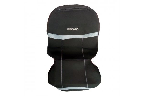 Ημικαλυμματα Καθισματων Bucket Recaro ΜΑΥΡΟ/ΓΚΡΙ Με Υποδοχη Προσκεφαλου Velcro & Προσκεφαλο - 2 ΤΕΜ.