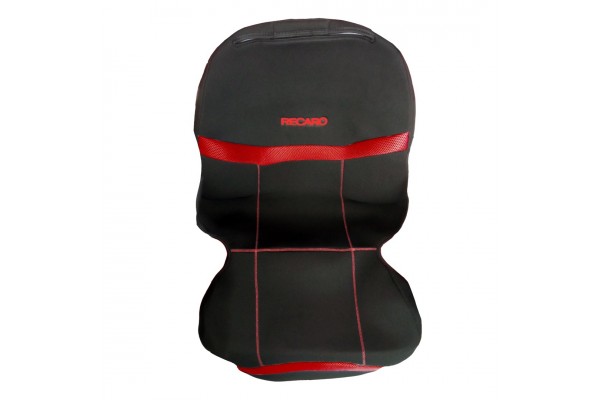 Ημικαλυμματα Καθισματων Bucket Recaro ΜΑΥΡΟ/ΚΟΚΚΙΝΟ Με Υποδοχη Προσκεφαλου Velcro & Προσκεφαλα - 2 ΤΕΜ.