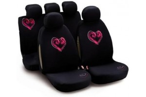 Καλυμματα Καθισματων Μαυρα Ροζ Καρδιες Bottari - 1 σετ.
