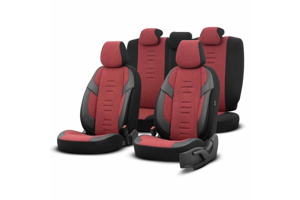 Καλυμματα Καθισματων Otomthrone 103 Red ΜΑΥΡΟ/ΓΚΡΙ/ΚΟΚΚΙΝΟ Λινο & Δερματινη Set Αμιο - 1 σετ.