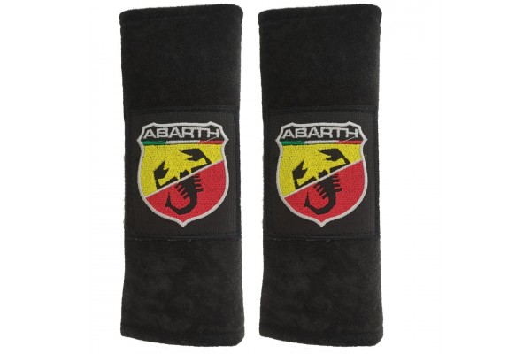 Abarth Μαξιλαρακια Για Ζωνη Ασφαλειας 21 X 7,5 Cm Σε Μαυρο Χρωμα Με ΑΣΠΡΟ/ΚΟΚΚΙΝΟ/ΚΙΤΡΙΝΟ/ΠΡΑΣΙΝΟ Logo - 2 ΤΕΜ.