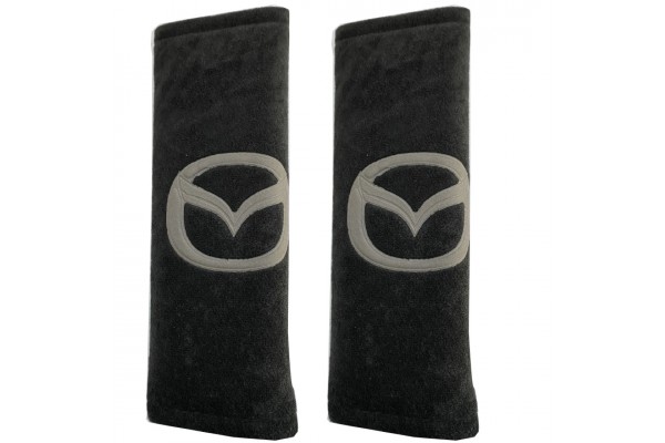 Mazda Μαξιλαρακια Για Ζωνη Ασφαλειας 21 X 7,5 Cm Σε Μαυρο Χρωμα Με Γκρι Logo - 2 ΤΕΜ.