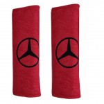 Mercedes Μαξιλαρακια Για Ζωνη Ασφαλειας 21 X 7,5 Cm Σε Κοκκινο Χρωμα Με Μαυρο Logo - 2 ΤΕΜ.