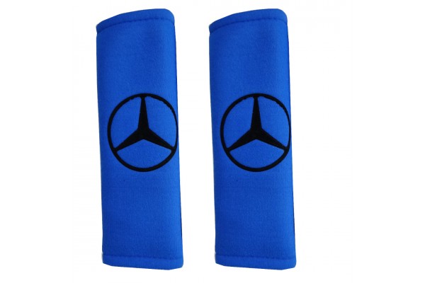 Mercedes Μαξιλαρακια Για Ζωνη Ασφαλειας 21 X 7,5 Cm Σε Μπλε Χρωμα Με Μαυρο Logo - 2 ΤΕΜ.