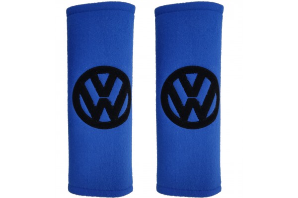 Vw Μαξιλαρακια Για Ζωνη Ασφαλειας 21 X 7,5 Cm Σε Μπλε Χρωμα Με Μαυρο Logo - 2 ΤΕΜ.