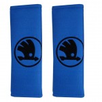 Skoda Μαξιλαρακια Για Ζωνη Ασφαλειας 21 X 7,5 Cm Σε Μπλε Χρωμα Με Μαυρο Logo - 2 ΤΕΜ.