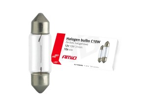 Λαμπακια Πλαφονιερας C10W 12V 10W 31mm Αλογονου Κουτι ΑΜΙΟ- 10 ΤΕΜ.