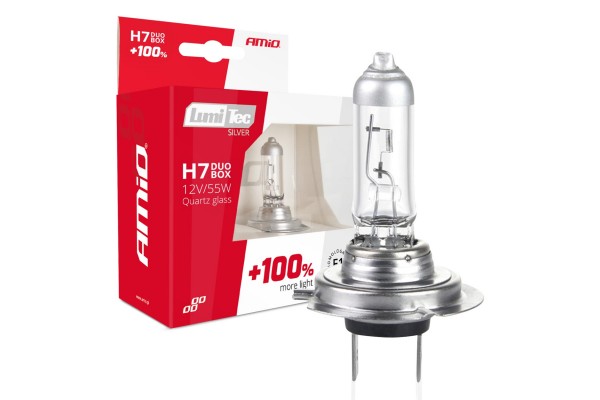 H7 12V 55W PX26d Lumitec Silver Αλογονου +100% Up To 25m Amio - 2 ΤΕΜ.