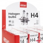 Amio Σετ Λαμπτήρων Αλογόνου H4 12V 60/55W Με Uv Φίλτρο (E8) 20τεμ. (04401/AM)