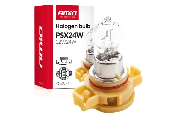 Amio - Λάμπα Αλογόνου PSX24W 12V 24W Βάση PG20-7 Για Φώτα Ημέρας (DRL) & Προβολείς Ομίχλης- 1 τεμ.(04411/AM)