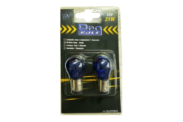 P21W 12V 21W BA15s Μονοπολικο Μπλε Blue DYED-GLASS 2ΤΕΜ. Blister