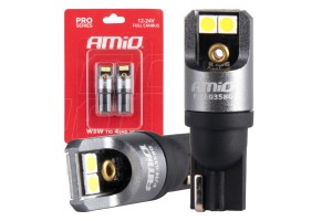Λαμπακια T10 W5W 12/24V 6.000K 4xSMD Led Full CAN-BUS Λευκο 3030 Pro Series Amio - 2 Τεμ.