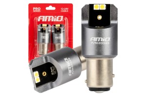 Λαμπακια P21/5W BAY15d 12/24V 6.000K 4xSMD Led CAN-BUS Λευκο Pro Series Amio - 2 Τεμ.