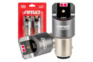 Λαμπακια P21/5W BAY15d 12/24V 6.000K 4xSMD Led CAN-BUS Κοκκινο Pro Series Amio - 2 Τεμ.
