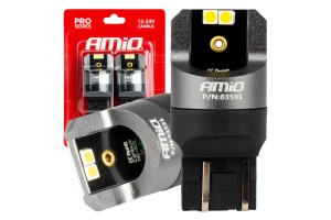 Λαμπακια W21/5W 7443 12/24V 6.000K 4xSMD Led CAN-BUS Λευκο Pro Series Amio - 2 Τεμ.