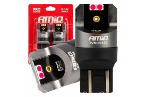 Λαμπακια W21/5W 7443 12/24V 6.000K 4xSMD Led CAN-BUS Κοκκινο Pro Series Amio - 2 Τεμ.