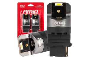 Λαμπακια P27W 12/24V 6.000K 2SMD Led Full CAN-BUS Λευκο Pro Series Amio - 2 Τεμ.