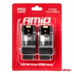 Λαμπακια P27W 12/24V 6.000K 2SMD Led Full CAN-BUS Λευκο Pro Series Amio - 2 Τεμ.