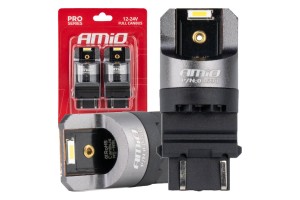 Λαμπακια P27/7W 3157 12/24V 6.000K 2xSMD Led Full CAN-BUS Λευκο Pro Series Amio - 2 Τεμ.