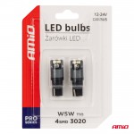 Λαμπακια Led T10 W5W W10W 12/24V Led 4xSMD3020 CAN-BUS Λευκο Αμιο - 2 ΤΕΜ.