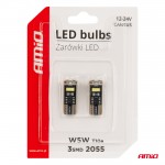 Λαμπακια Led T10e W5W 12/24V 3x2055 Smd Led CAN-BUS Λευκο Amio - 2 ΤΕΜ.
