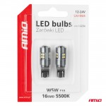 Λαμπακια T10 W5W 12V/24V Led CAN-BUS 16xSMD 2016 Λευκο Φως 5.500K (ΣΕ Χρωμα ΧΡΩΜΙΟΥ) Amio -2 ΤΕΜ.