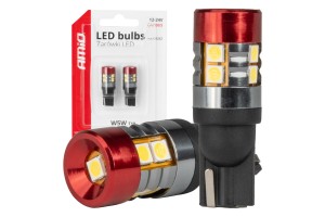 Λαμπακια Led T10 W5W 12V/24V Led CAN-BUS 9xSMD 3030 Λευκο Φως 5.500K (ΣΕ Χρωμα ΚΟΚΚΙΝΟ-ΜΑΥΡΟ) Amio - 2 ΤΕΜ.