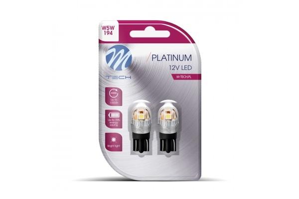 Λαμπακια T10 W5W 12V W2,1x9,5d 5x2835SMD Led Λευκο (ΚΑΡΦΩΤΟ) Platinium Blister M-TECH - 2 Τεμ