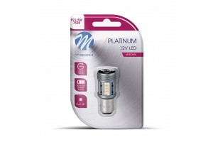 P21/5W 12/24V BAY15d 12xSMD3030 Led CAN-BUS Κοκκινο Platinium Blister M-TECH - 1 Τεμ.