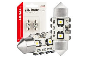 Λαμπακια Πλαφονιερας 31mm 12/24V C5W 5500K 12xSMD 3838 CAN-BUS Festoon (ΛΕΥΚΟ) Αμιο - 2 ΤΕΜ.