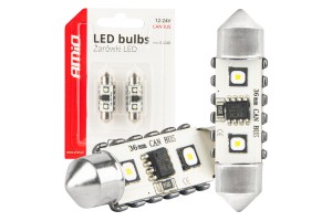 Λαμπακια Πλαφονιερας 36mm 12/24V C5W 5500K 12xSMD 3838 CAN-BUS Festoon (ΛΕΥΚΟ) Αμιο - 2 ΤΕΜ.