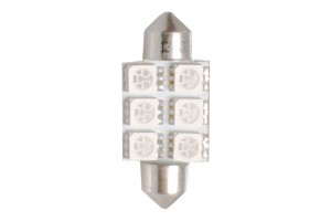 Λαμπακια Πλαφονιερας C5W/C10W 12V 1,44W SV8,5 36mm Premium Led 6xSMD5050 Μπλε M-TECH - 1 ΤΕΜ.